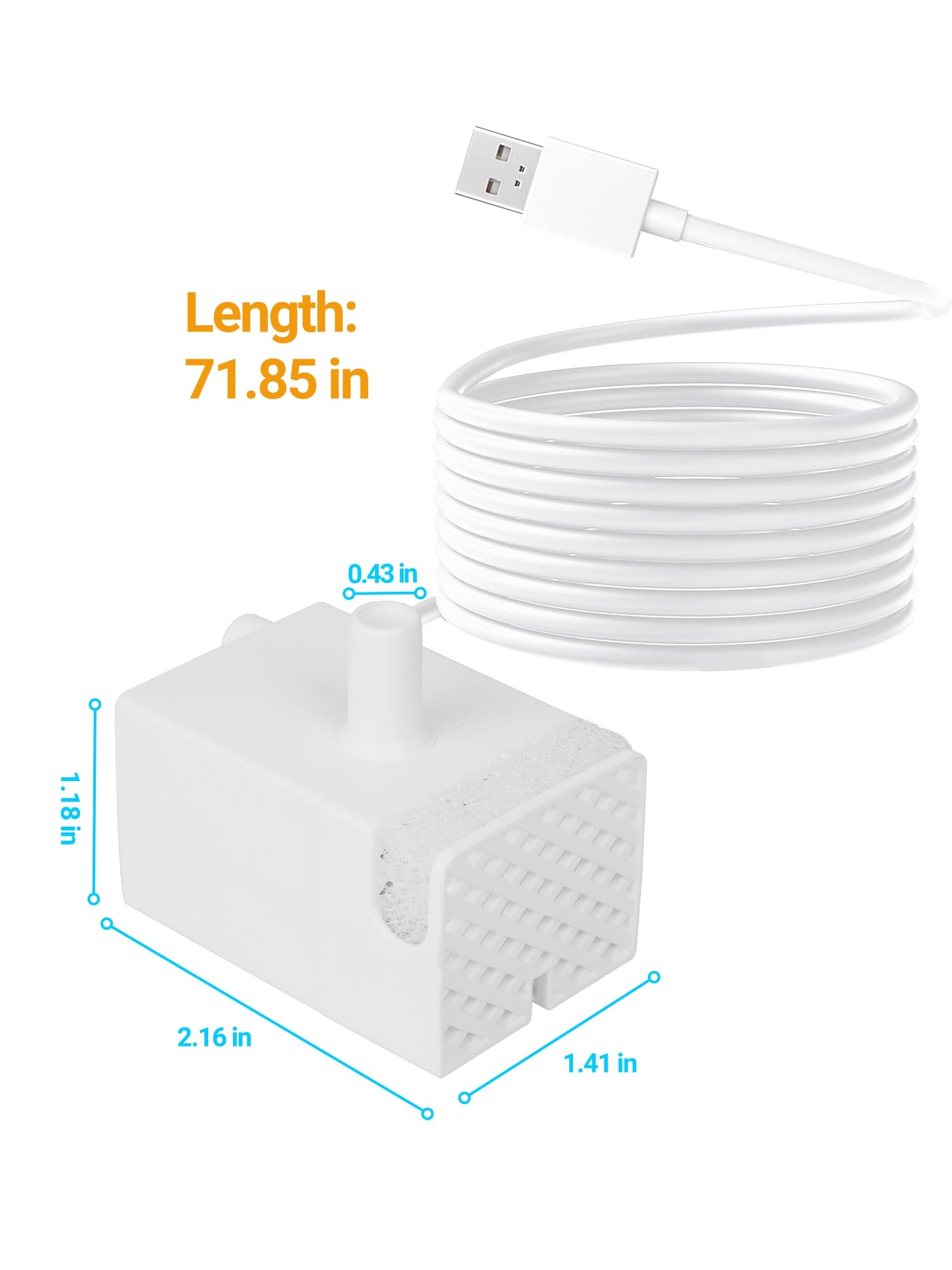 SIBAYS 15L Dog Water Fountain Replacement Pump, USB 5V 1A Pet Water Fountain Pump, Ultra Quiet Dog Water Dispenser Pump with LED Light, White(Model: P05)