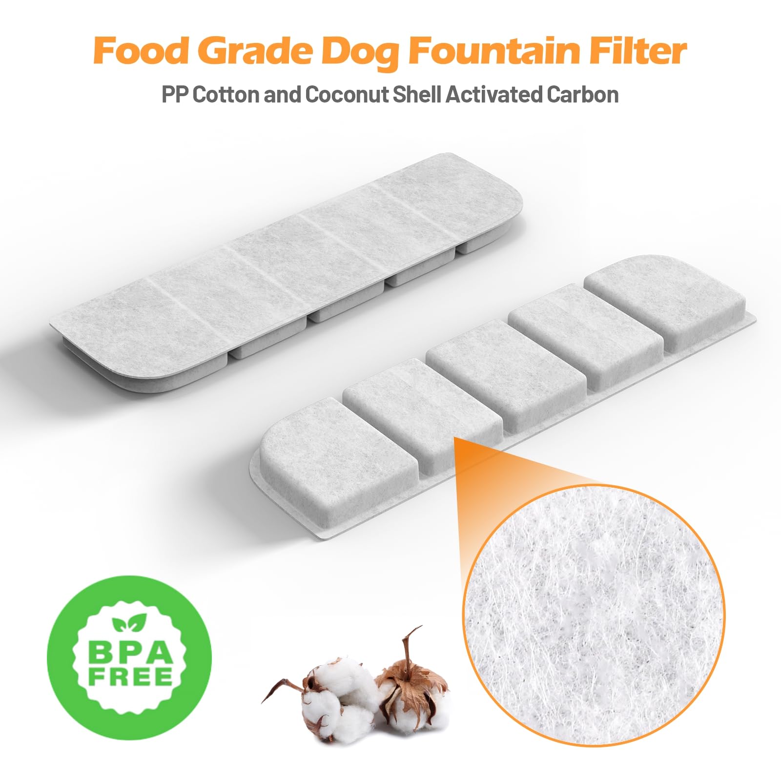 SIBAYS 8 Pack Dog Water Fountain Filters Replacement for SIBAYS 355oz/2.8Gal/10.5L Large Dog Water Fountain(FS70), Made of Activated Carbon and PP Cotton, Food Grade Water Fountain Filters(Model: L07)